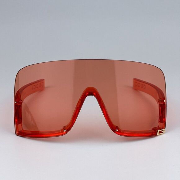 NEW Gucci GG1631S 001 Transparent Red Light Red Shield Unisex Sunglasses - Picture 5 of 12
